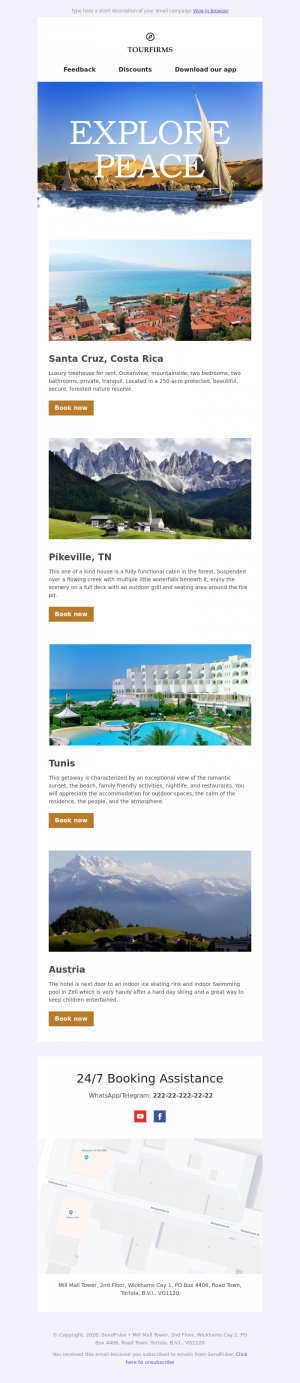 Travel free email template